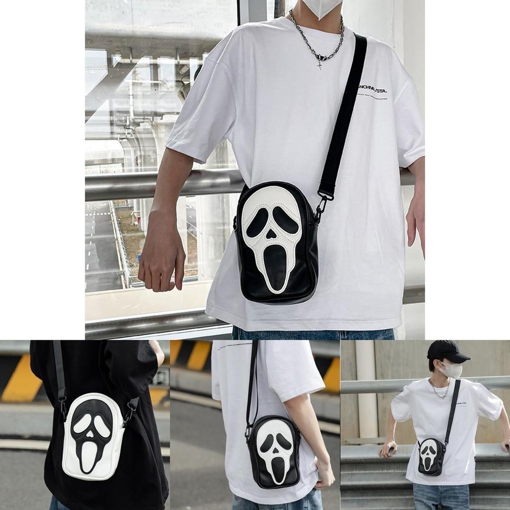Trendy Ghost Skull Crossbody Bag Small Pu Shoulder Bag For Men And Women