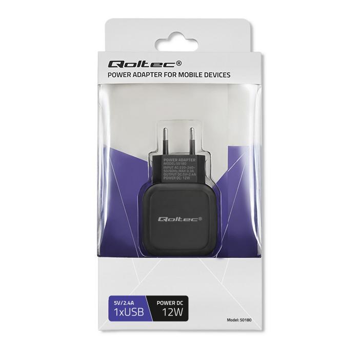 Qoltec Ładowarka sieciowa 12W | 5V | 2.4A |  USB