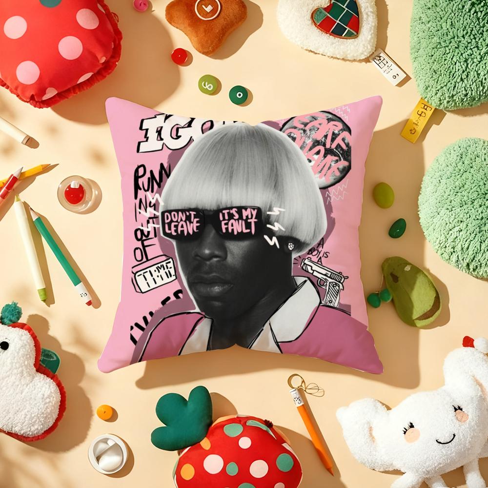 TTyler The CCreator Rapper Cushion Cover Plush Fabric Soft DoubleSided Printed Sofa Warm Winter Home Gift Pillow Cover