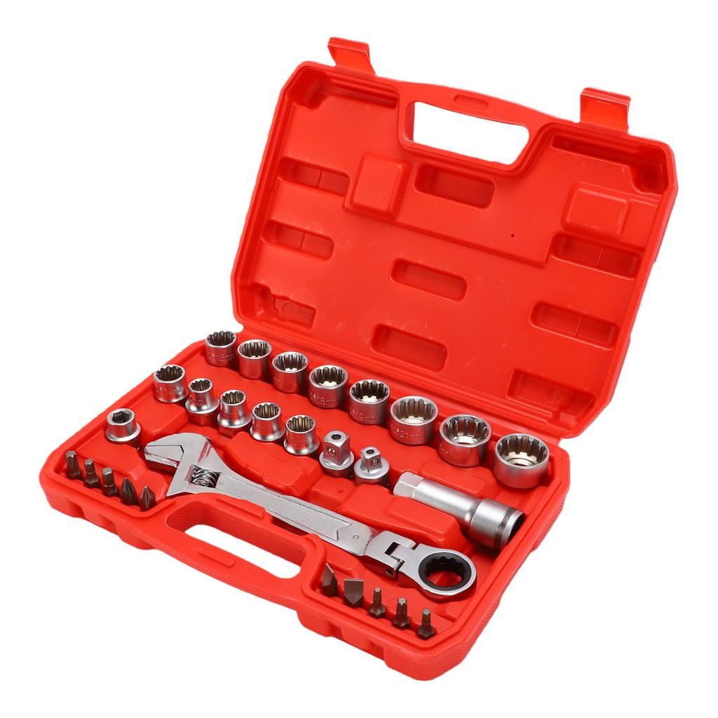 Pass Through Socket Set 3 8 1 2 Inch Drive Sockets 72 Tooth Reversible Wrench Tool Kit for Hex Square Spline Socket