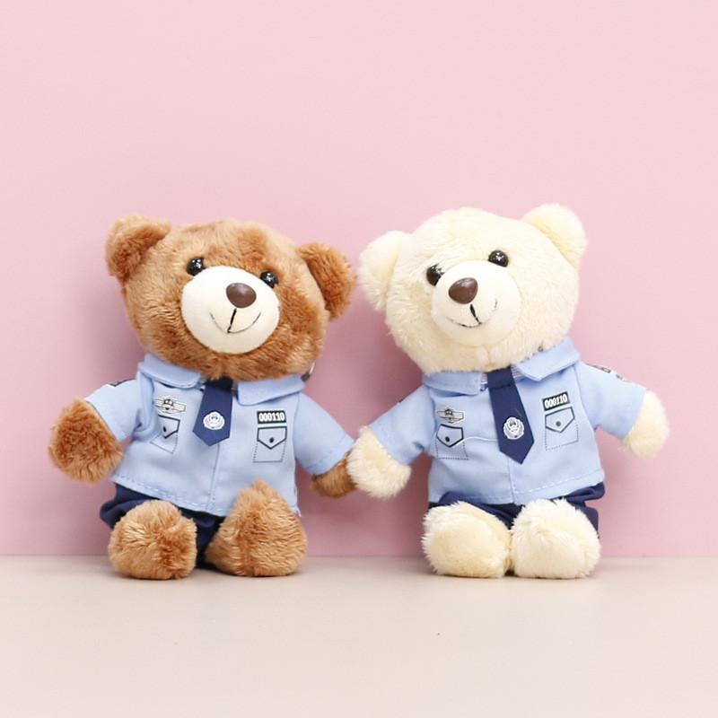 Police Traffic Fire Protection Rabbit Bear Panda Plush Keychain Animal Gift Toy