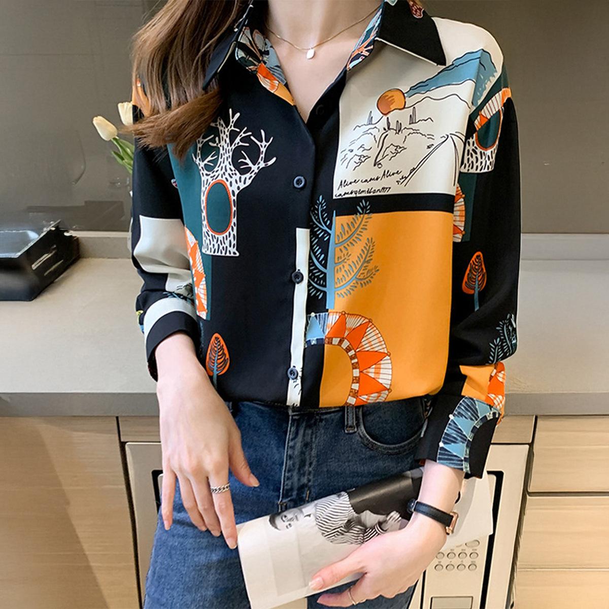 

Casual Vacation All-match Fashion Button Tops Shirts Women s Autumn and Winter Independent Station XL чорний