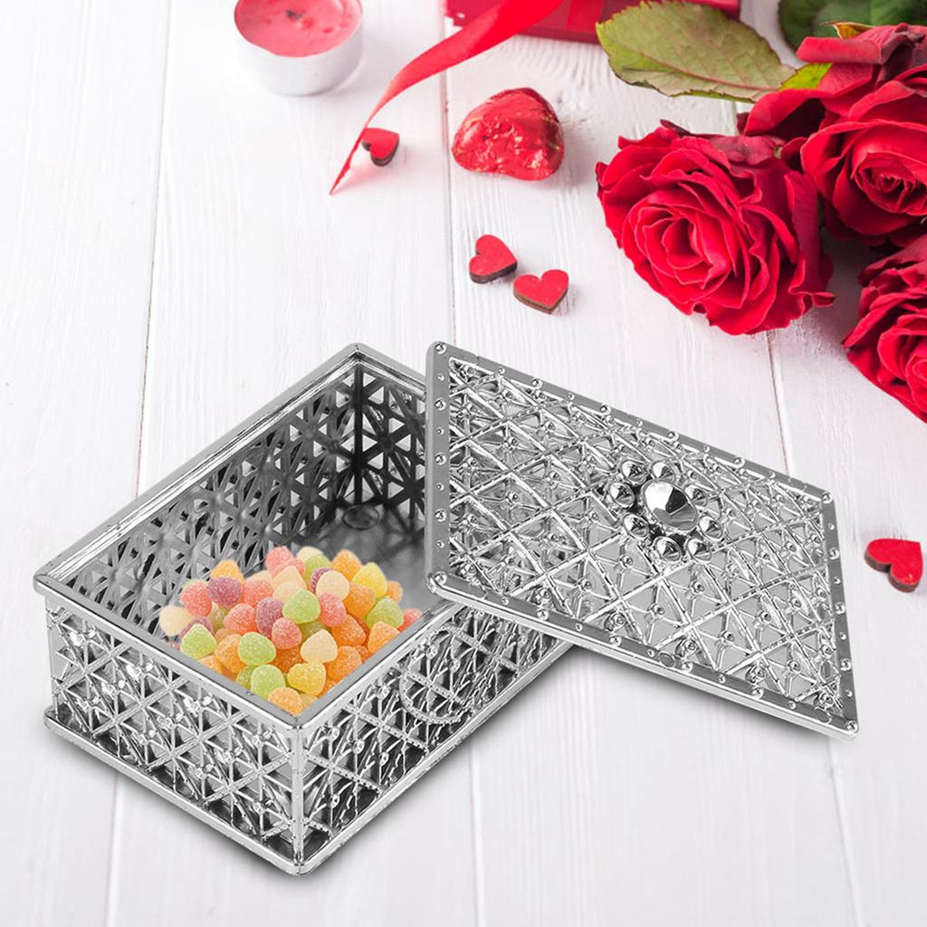 12PCS Square Treasure Chest Shape Candy Boxes Wedding Favor Party Hollow Plastic Candy Gift