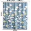 Artistic Floral Shower Curtain With Blue Flower Pattern For Allseason Bathroom Decor