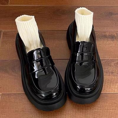 College Style Japanese Small Leather Shoes 2025 Autumn New Versatile One-pedal Muffin Platform Loafers Women's Single Shoes Trend