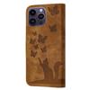 Butterfly Cat Embossed Leather Flip Case for Apple iPhone Pro Max SE3 - Card Holder for Women