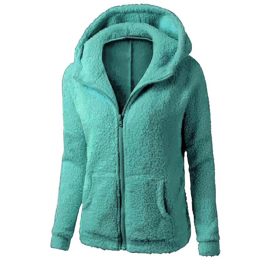 Autumn Winter Warm Jacket Women Hoodie Hooded Casual Female Hoodies Sweatershirt Zipper Coat Solid Soft Fleece Women Coat