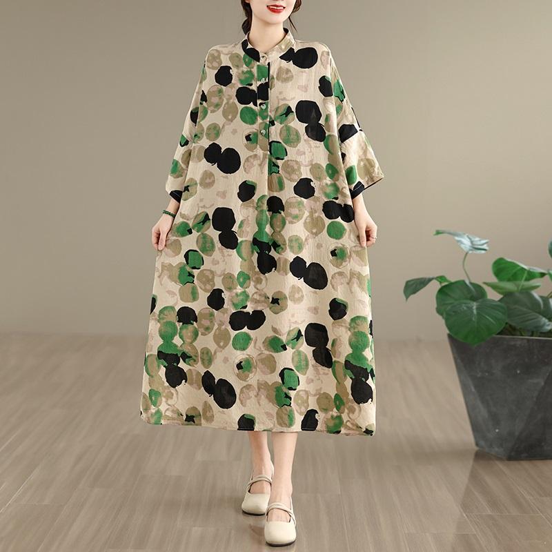 Plus Size Cotton Vintage Floral New In Dresses for Women Casual Loose Long Summer Dress