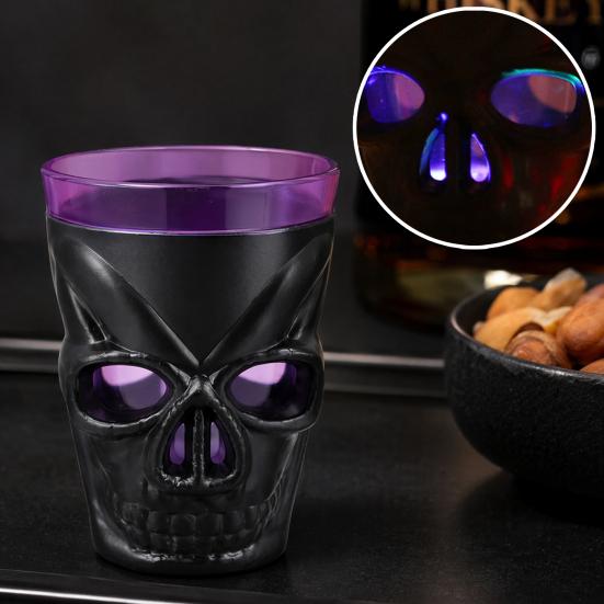 Scary Night Light Cup Halloween Glowing Skull Goblet, LED Up Candle Holder for Creative Party Supplies Party, Spooky Decor Bar Table, Haunted
