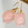 Elegant Pink Crystal Pendant Earrings: European & American Style, Light Luxury with Natural Stone Drops