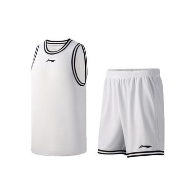 Li Ning Sports Série Basquetebol Fato Desportivo de Competição de Basquetebol Respirável Homem roupa desportiva Padrão-Branco AATR011-9