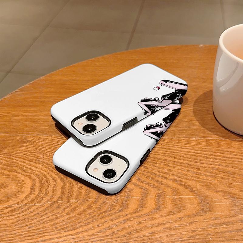 Wine Chill Black Pink Comic Art Film Aesthetic Protective Shockproof Bumper Phone Case Cover For iPhone 14 15 16 Pro Max Plus