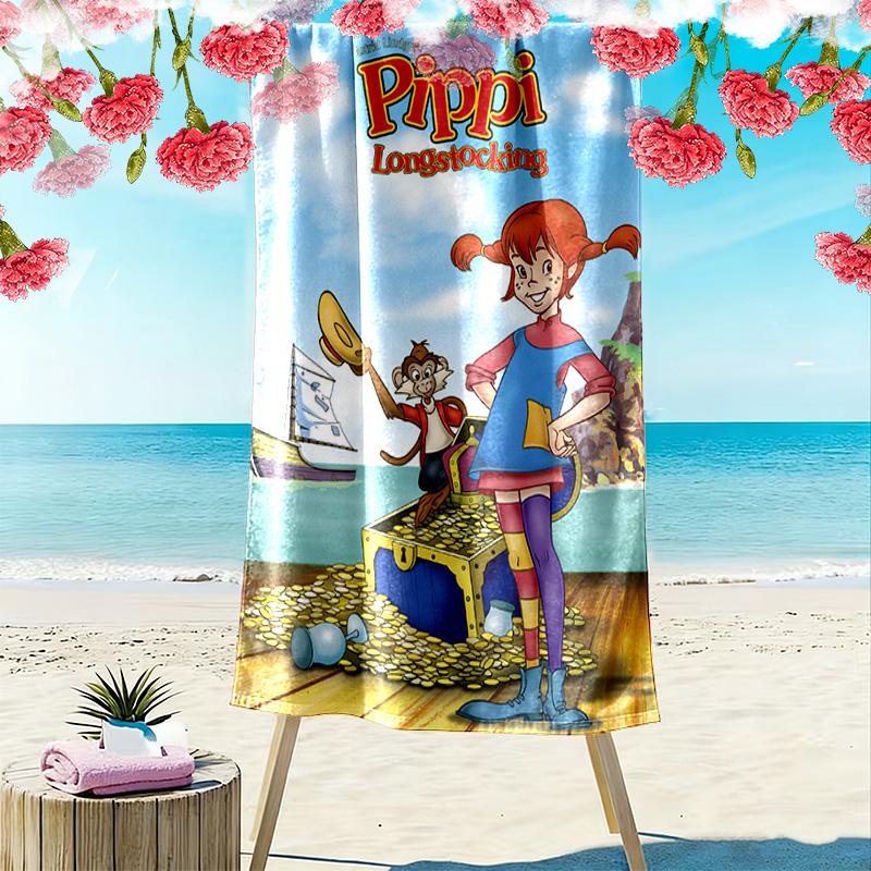 Pippi Longstocking 2D Flat Print Beach Towel, Large Soft Quick Dry Towel for Beach Camping SwimmingXSTJ0915460