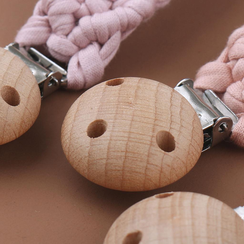 Cotton Handmade Crochet Pacifier Chain Soft Newborn Soothing Pacifier Beech Wood Clip Baby Chew Toy Christmas Gift
