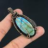 Handmade Labradorite Wire Wrapped Pendant Blue Flash Gemstone Necklace  Antique Copper Jewelry for Women & Men