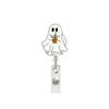 Skull Flower Id Tag Badge Holder With Retractable Badge Reel Cards Storage Organizer For Nurses Employee Pass Work Card Holder