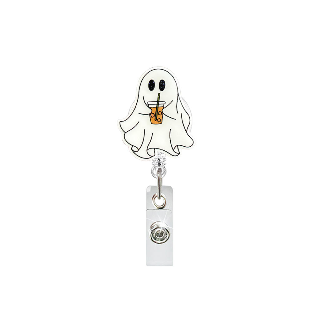 Skull Flower Id Tag Badge Holder With Retractable Badge Reel Cards Storage Organizer For Nurses Employee Pass Work Card Holder