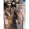 Damen Retro Karierte Lockere Warme Baumwolljacke