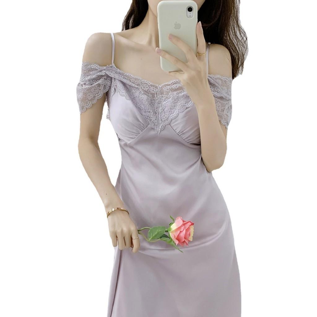 Ice Silk Slip Dress For Women With Vneck And Padding For Sleep And Lounge