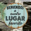 2D Flat, 1pc Suitable for Decorating French Spanish Welcome Aluminum Sign - Vintage Wall Plaque "Welcome to Our Favorite Place" Round 7.87x7.87 Inch