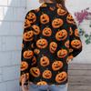 Women’s Halloween Print Button Down Long Sleeve Fit Shirt Turn Down Collar Top for Casual Daily Wear
