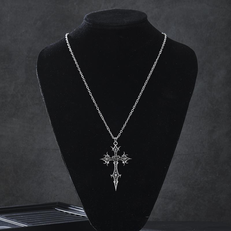 Vintage Gotisches Kreuz Halskette für Männer Punk Dornen Kreuz Anhänger Halskette Schmuck Cool Hip Hop Halskette für Geburtstagsgeschenk