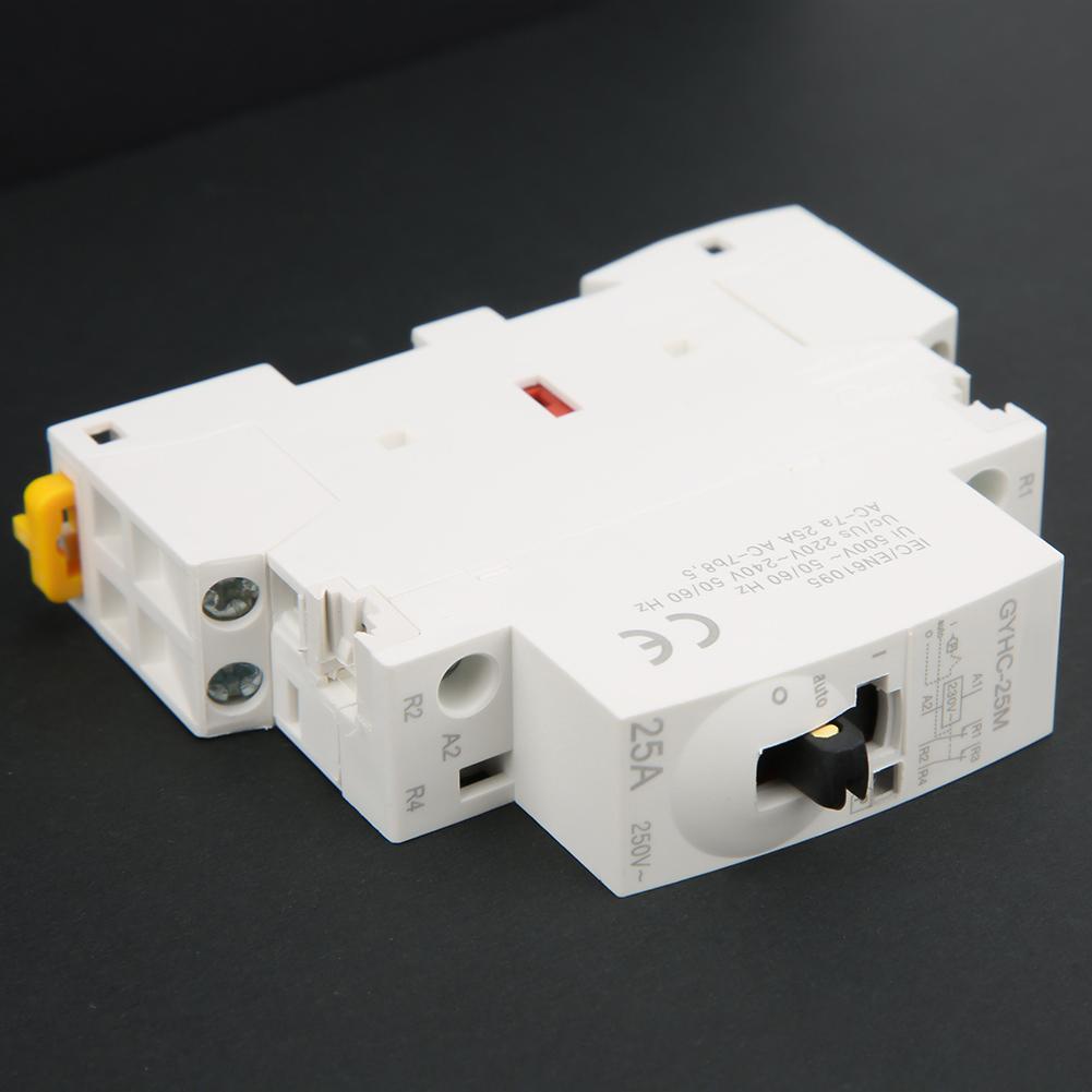 Contactor AC Casnic 2P 25A 220V 50Hz Montare pe Șină DIN cu Comutator de Control Manual