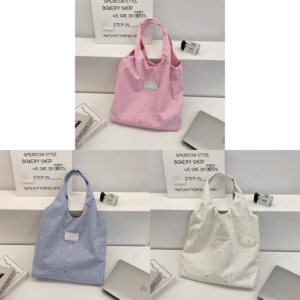 Casual Canvas Tote Bag For Women With Sequin Details For Daily Use