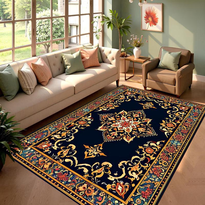 Luxury Persian Floral Rug Non-Slip Carpet for Living Room Bedroom Red Blue White Durable Floor Mat Home Decor Rugs Gift Alfombra