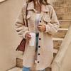 New Women's Winter Long Plush Coat, Lapel Open Button Loose Commute Elegant Overcoat for European American