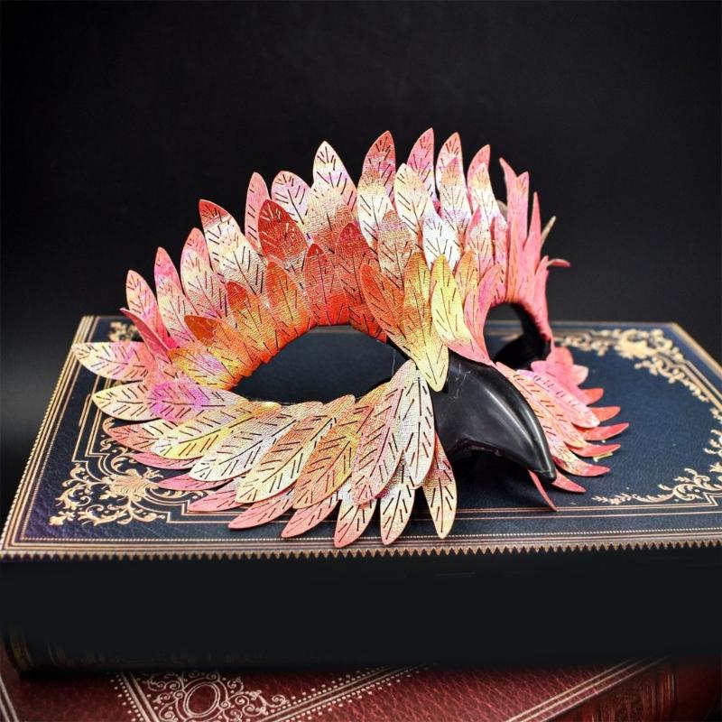 Maschera di Maschera Maschera d'Aquila Maschera Mezza Faccia Maschera per Role Playing Maschera da Festa Maschera con Becco d'Uccello e Piume Maschera per Costume di Halloween