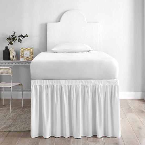 Ruffled Bed Skirt Solid Color Wear Resistant Washable Non-Fading Extra Long College