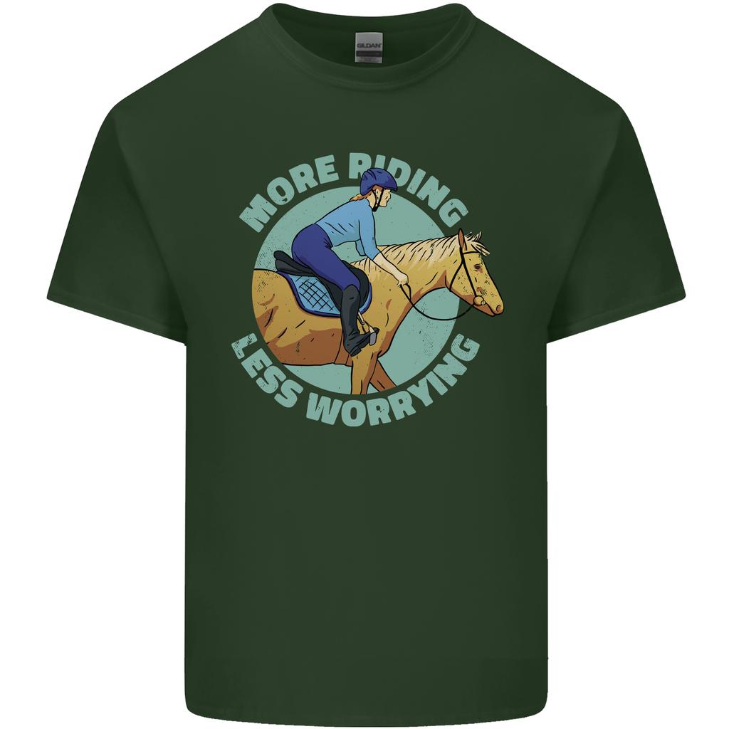 More Horse Riding Less Worrying Equestrian Unisexs Light Cotton TShirt