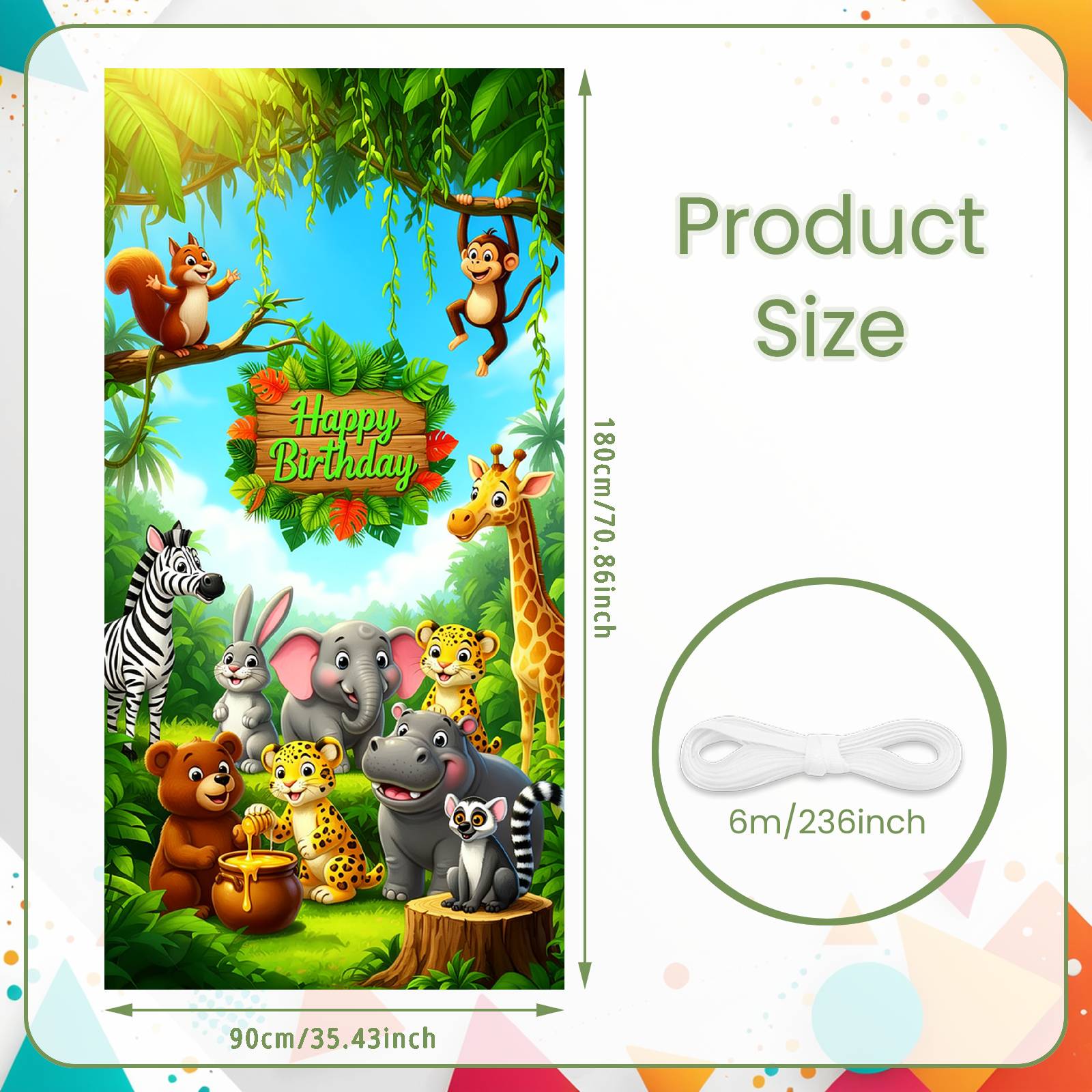 

Jungle Background Wooden Sign Decor Jungle Birthday Banner Safari Party Banner Bright Color Palette Birthday Backdrop For Photo