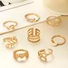 Combination Ring, Fashionable Love Leaf Five-Pointed Star Point Diamond Opening 10-Piece Set Ring Jewelry
