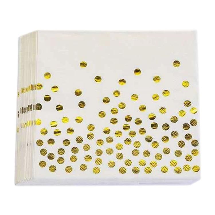 

Pack of 20 Strong Absorbent Disposable Napkins Gold Foil Designs for Birthday Christmas Party Occasion Use