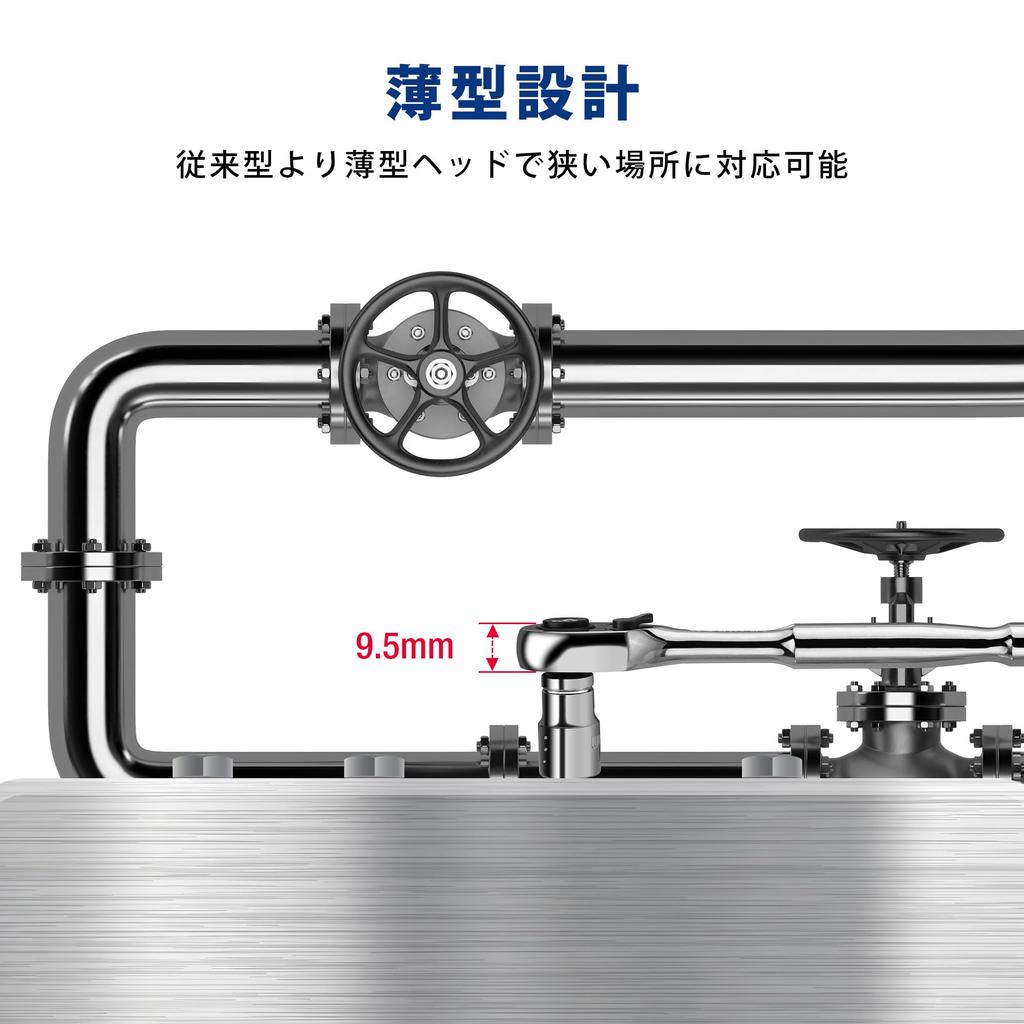 WORKPRO Ratchet Slim Ratchet Easy Rotation Direction Quick Release Compact Design for Tightening and Loosening and Car Machine and DIY Handle, Wrench,