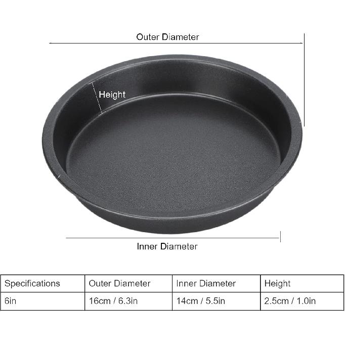 2Pcs Pizza Pan, 6in/9in/10in/12in Deep Dish Round Pizza Pan for Oven, Non Stick Thickened Carbon Steel Baking Pan for Home Kitchen, Dishwasher