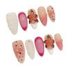 10Pcs Nail Art Tips with 3D Flower Design and Ink Splatter Pattern for Sensitive Skin