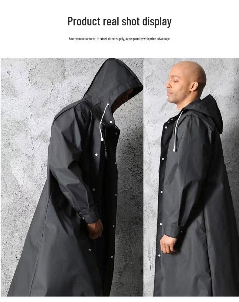 Imperméable noir à capuche pour homme, taille XL, en EVA – Protection intégrale contre la pluie et les intempéries