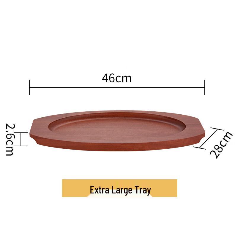 Handun Stainless Steel Oval Serving Plate with Wooden Tray