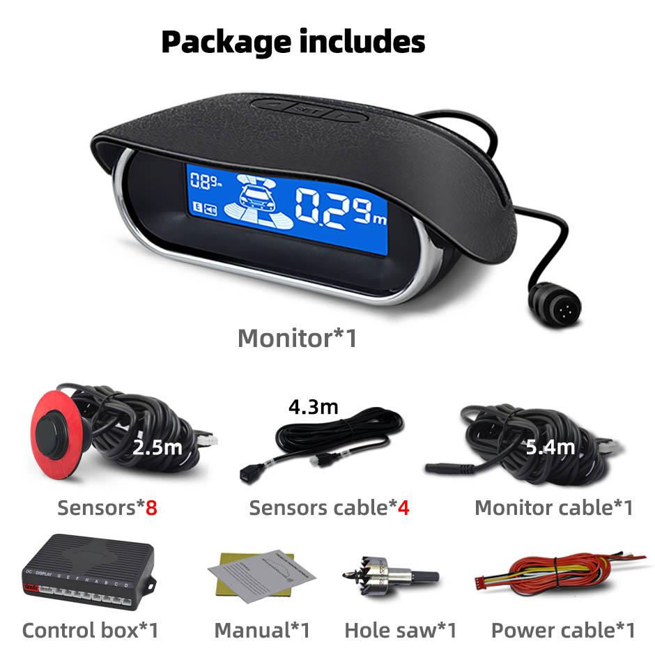 Original 16.5MM Flat Parking Sensor 8 Parktronic Car Reversing Backup Radar Rear Auto Detector Backing Assistance Kit System