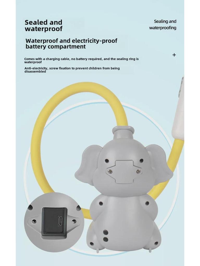 New Summer Elephant Water Bath Toy with Smart Temperature-Sensing Shower Head
