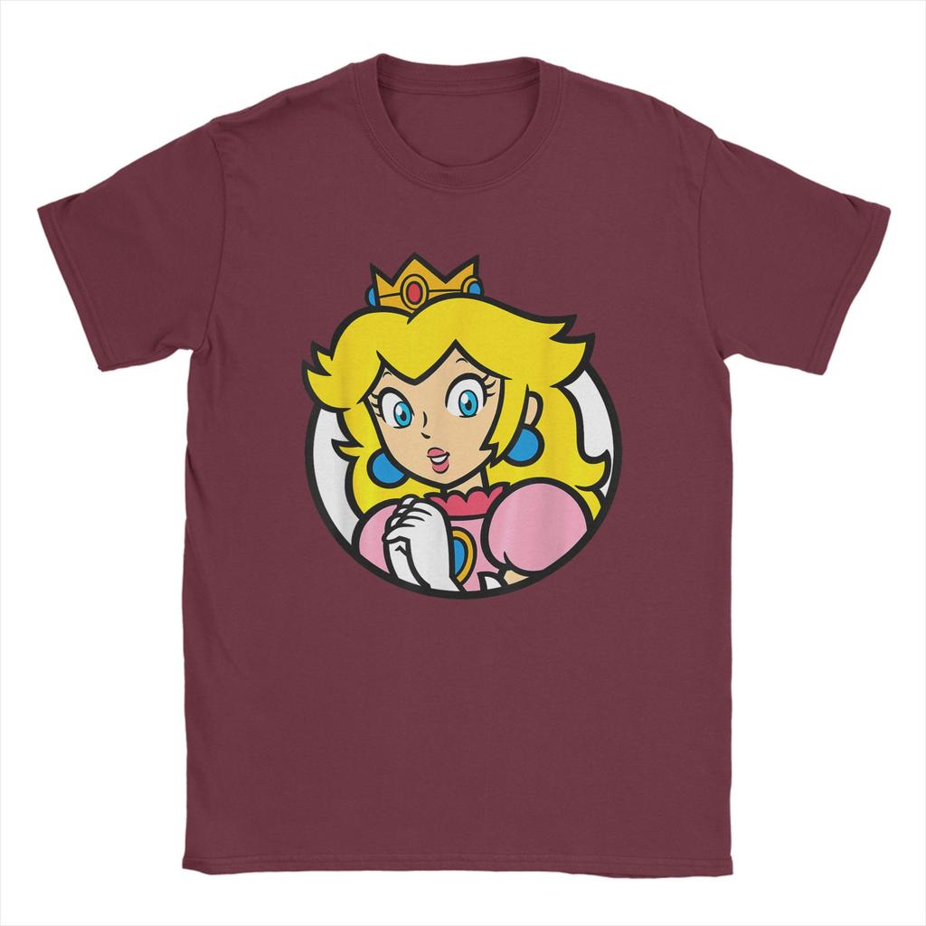 Men Super Marios Bros Princess Peach T Shirts 100% Cotton Clothes Funny Short Sleeve Crewneck Tees Adult T-Shirts