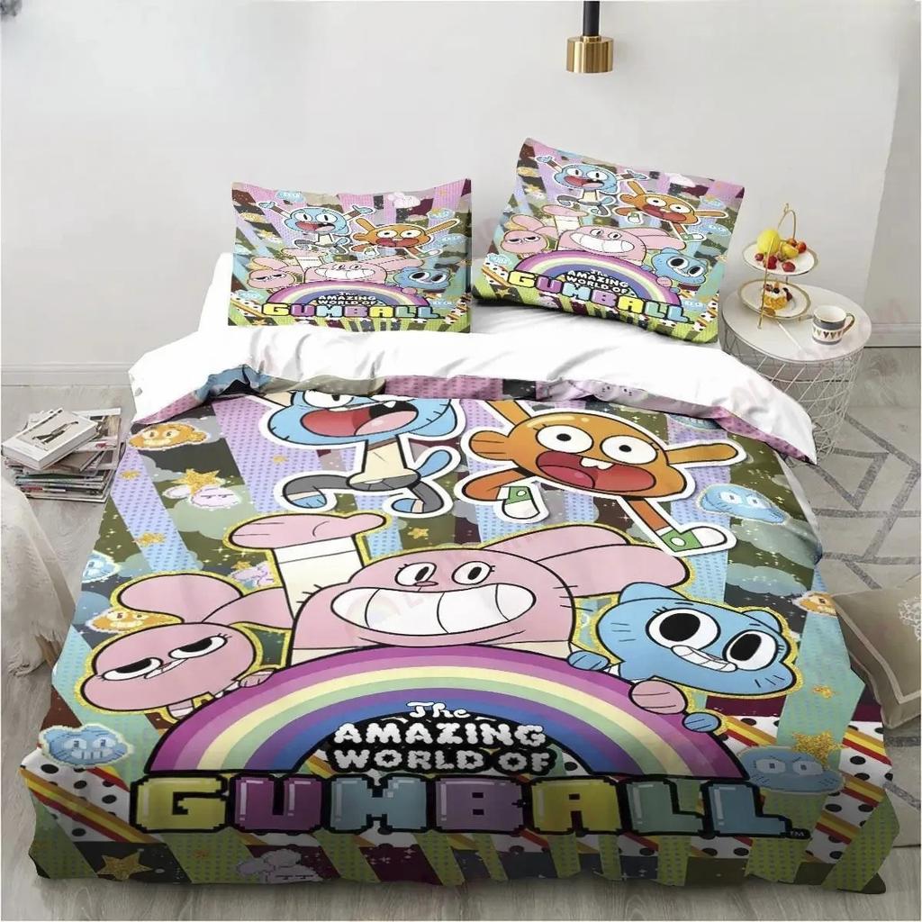 New Cartoon The Amazing World Bedding Set Gumball Sheet King Twin Double Child Bedding Set Mircofiber or Polyester Duvet Cover