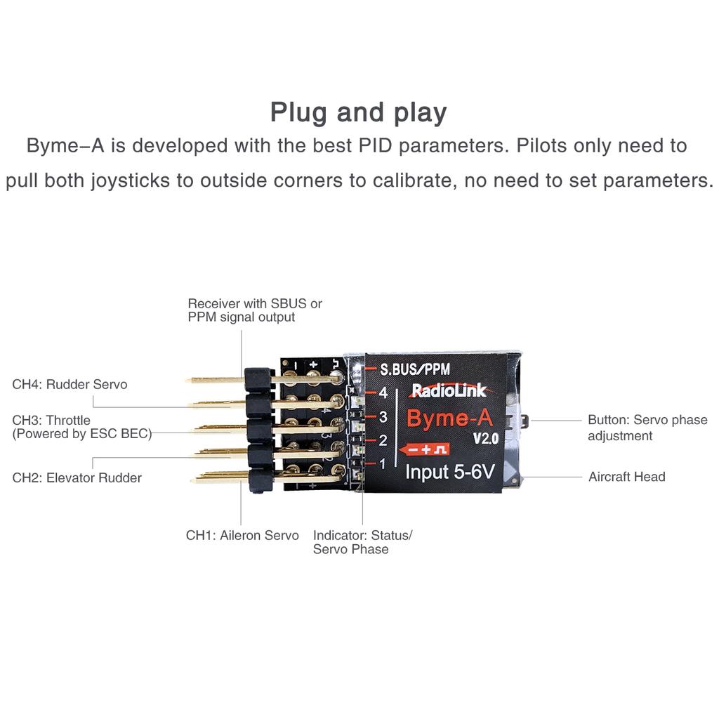 Radiolink Byme-A Byme-D Fixed Wing Flight Controller Gyroscope Self-stabilization Balance for 3D Fixed Wing 4CH Trainer