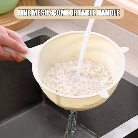 2Pcs Rice Strainer Spoon Fine Mesh Colander for Washing Rice Draining Vegetables Filtering Tea Leaves BPA-Free Plastic Essential Kitchen Tool for