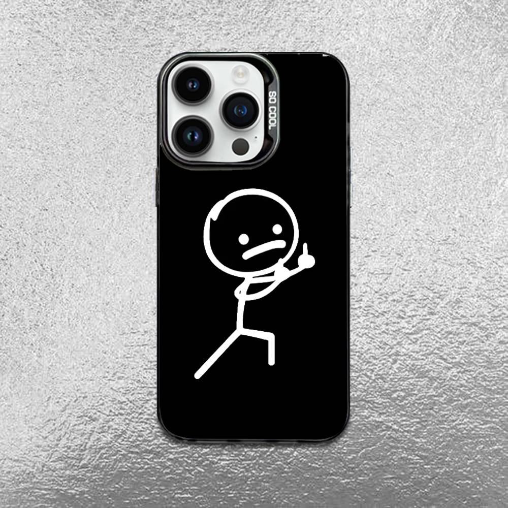 Cartoon Stickman Matchman Phone Case For iPhone 17,16,Pro,Max,e,15,14,Plus,13,12,Mini,11, Matte Colored Silver Luxury Cover