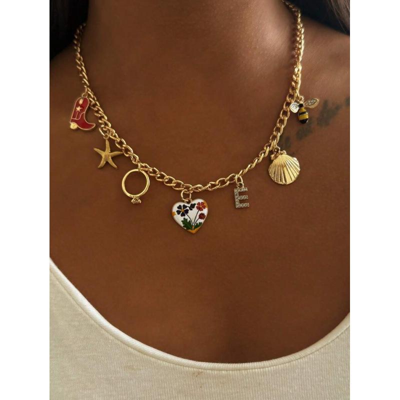 

S 38988 enamel clavicle chain enamel clavicle necklace one-size