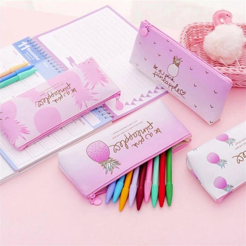 Waterproof School Supplies Kids Gifts Pen Bag Pineapple Pencil Bag Storage Bag Pu Pencil Case